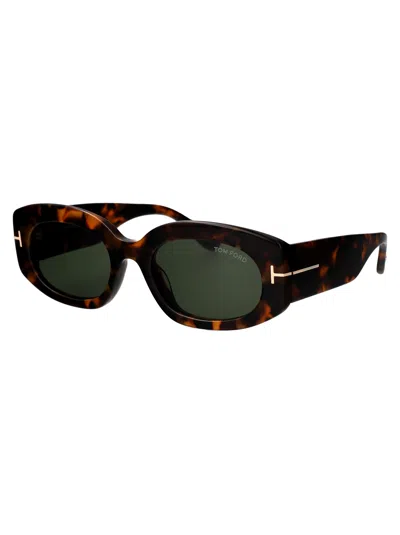 Tom Ford Havana Acetate Sunglasses In Gray