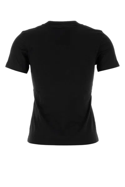 Moncler Women Black T-shirt With Rhinestone Logo In Cotton Woman In Black