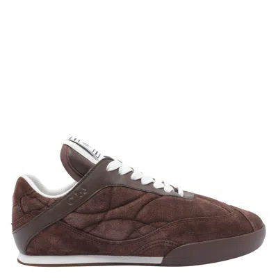 Chloé Brown Calf Leather Bos Taurus Low Top Trainers In Animal Print