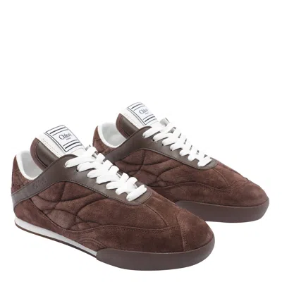 Chloé Brown Calf Leather Bos Taurus Low Top Trainers In Animal Print