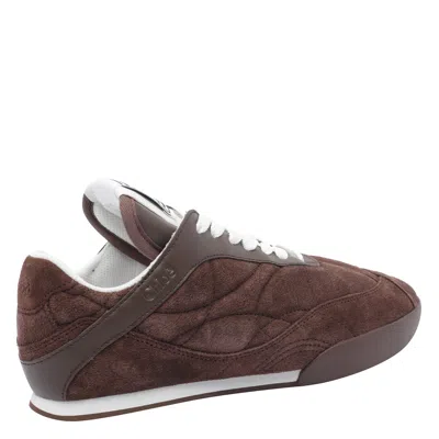 Chloé Brown Calf Leather Bos Taurus Low Top Trainers In Animal Print