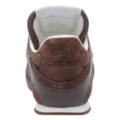 Chloé Brown Calf Leather Bos Taurus Low Top Trainers In Animal Print