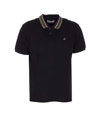 Vivienne Westwood Classic Cotton Pique Polo Shirt In Black