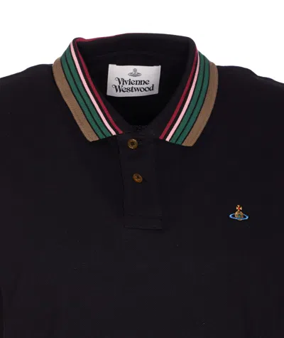 Vivienne Westwood Classic Cotton Pique Polo Shirt In Black