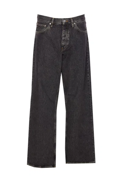 Sunflower Loose Fit Black Stone Washed Organic Denim Jeans In Multi