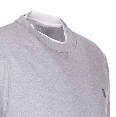 Brunello Cucinelli Layered Crewneck T-shirt Stitch Detailing In Gray