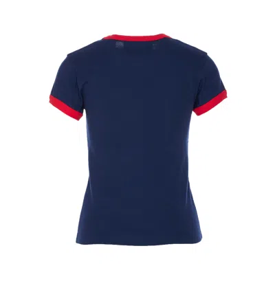 Valentino Crew Neck Cotton T-shirt With Contrast Trim In Blue