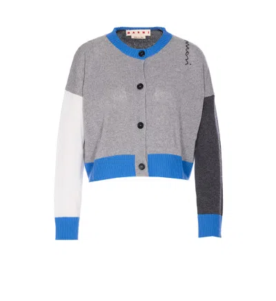 Marni Knitwear Cardigan Embroidered Detail In Gray