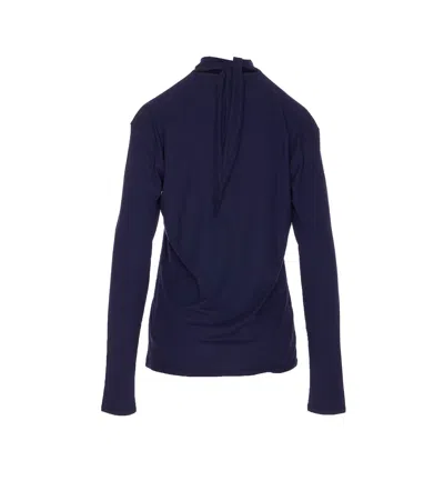 Lemaire Crewneck Foulard Top Bow In Blue