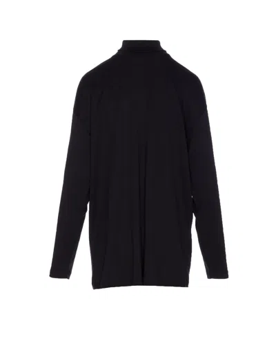 Lemaire Relaxed Mock Neck Long Sleeves Top In Black
