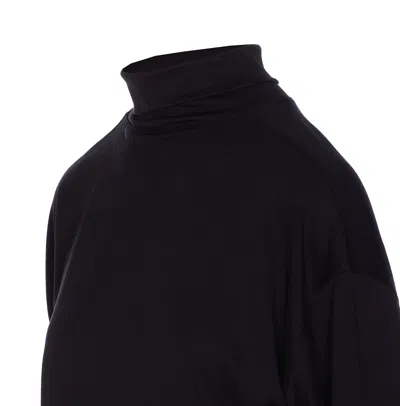 Lemaire Relaxed Mock Neck Long Sleeves Top In Black