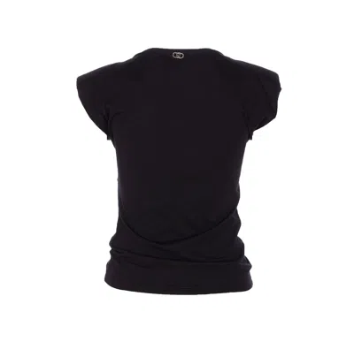 Liu •jo Crystal Embellished Cap Sleeve Ruched Top In Blue