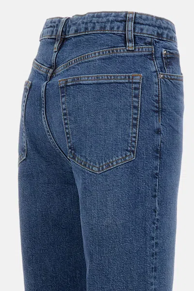 Frame Womens The Ruler Crop Five-pockets Straight-leg High-rise Stretch-denim Jeans Written In Blue