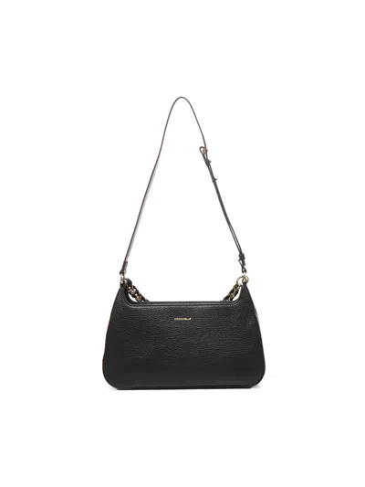 Coccinelle Beat Chain-trimmed Shoulder Bag In Black