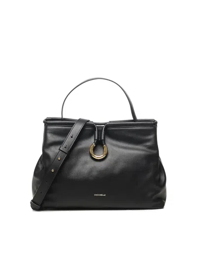 Coccinelle Ring-detail Top-handle Bag In Black