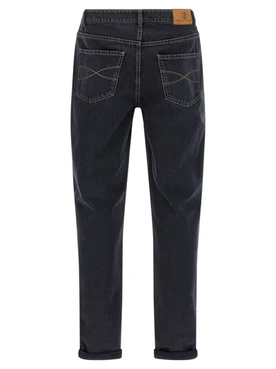 Brunello Cucinelli Dyed Jeans With Back Pocket And Belt Loops In Blue