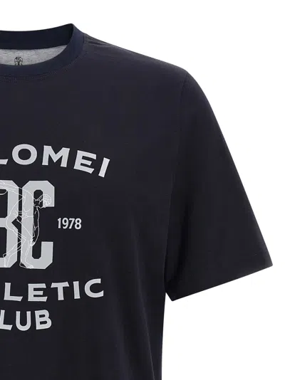 Brunello Cucinelli Graphic Print Crew Neck T-shirt With Side Slits In Black