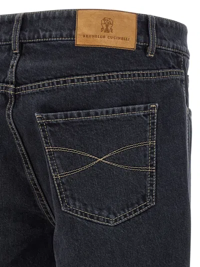 Brunello Cucinelli Dyed Jeans With Back Pocket And Belt Loops In Blue