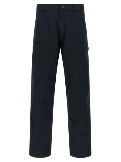 Moncler Cotton Trousers With Belt Loops And Pockets In Blue