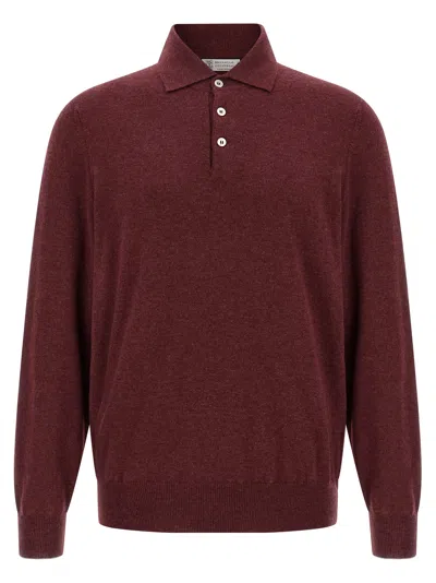 Brunello Cucinelli Cashmere Polo Shirt In Transparent