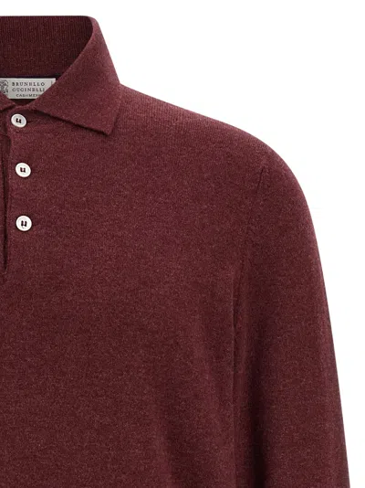 Brunello Cucinelli Cashmere Polo Shirt In Transparent