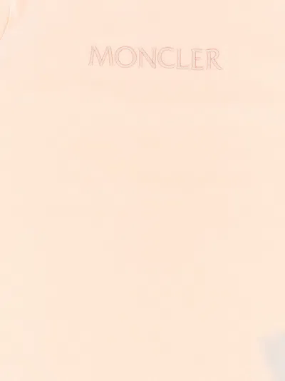 Moncler Logo Embroidery T-shirt In Nude
