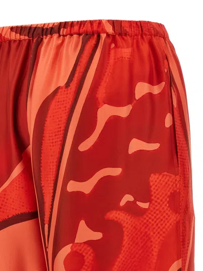 Ferragamo Palazzo Silk Pants Red