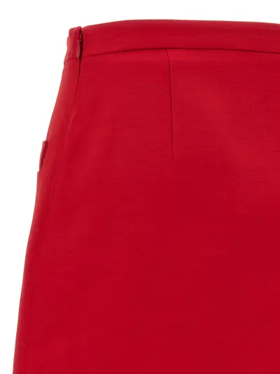 Valentino Crepe Couture Skirt With Heart Jewel Buttons In Red