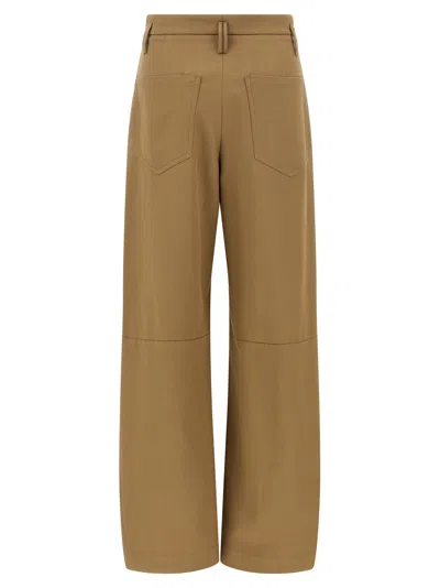 Brunello Cucinelli Trousers With Front Pleats And Wide Leg In Brown