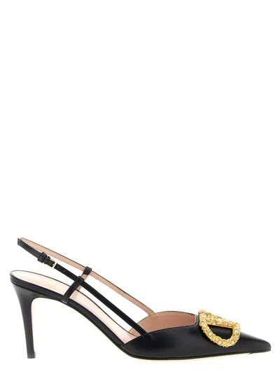 Valentino Vlogo Signature Slingback Pointed Toe Pumps In Black