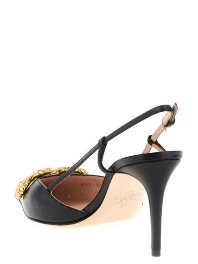 Valentino Vlogo Signature Slingback Pointed Toe Pumps In Black
