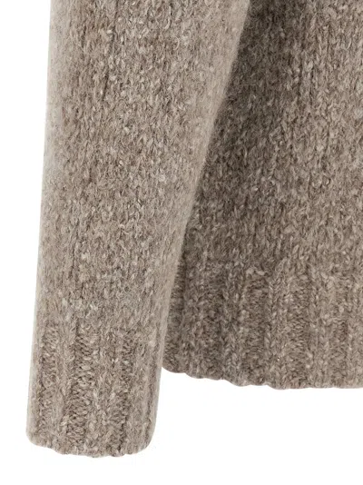 Brunello Cucinelli Alpaca Wool Cardigan With Ribbed Cuffs In Brown