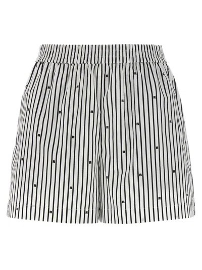 Rotate Birger Christensen Waistband Striped Logo Shorts Side Pockets