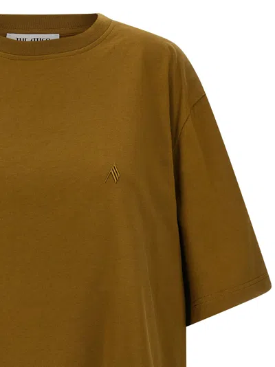 Attico Embroidered Logo T-shirt With Asymmetric Hem In Green