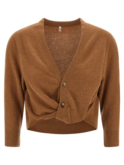 R13 Twisted-knot Cashmere Cardigan In Brown