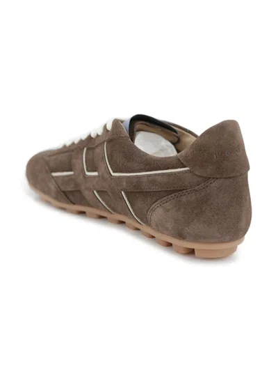 Hogan Suede Upper Sneakers With Contrasting Stitching In Brown