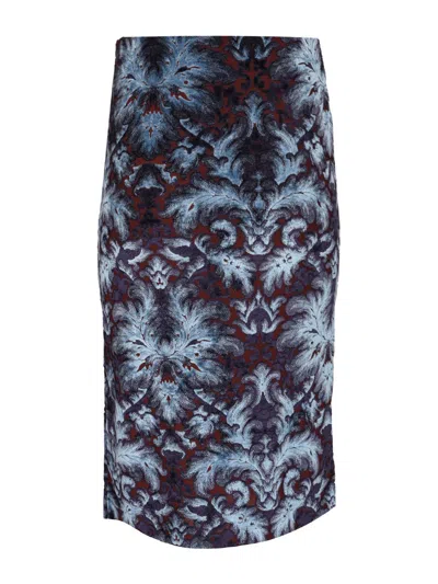 Etro Flocked Flower Paisley Midi Skirt