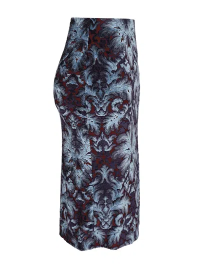 Etro Flocked Flower Paisley Midi Skirt