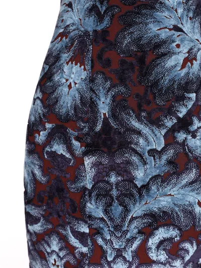 Etro Flocked Flower Paisley Midi Skirt