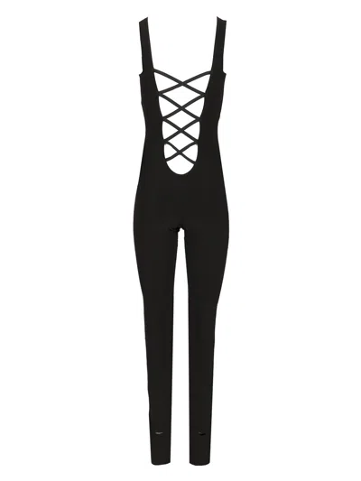 Norma Kamali Sleeveless X Catsuit W/ Footie