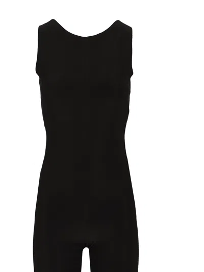 Norma Kamali Sleeveless X Catsuit W/ Footie