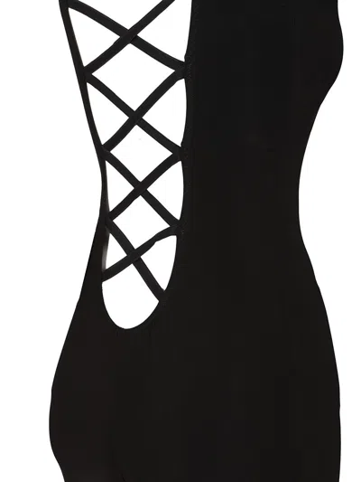 Norma Kamali Sleeveless X Catsuit W/ Footie