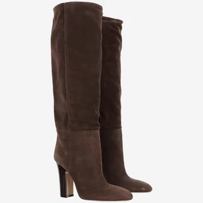 Paris Texas 100mm Lavinia Suede Pointed-toe Knee-high Boots In Brown