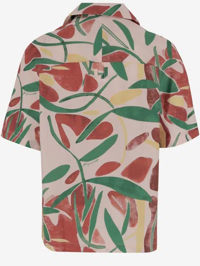 Jacquemus Mens La Chemise Fonccio Graphic-print Cotton Shirt Abstract Vegetal Pi In Green