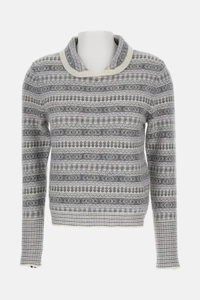 Thom Browne Jacquard Pullover In Gray