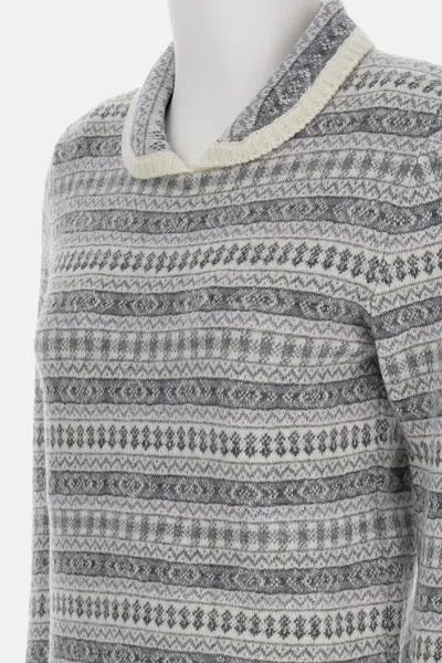 Thom Browne Jacquard Pullover In Gray