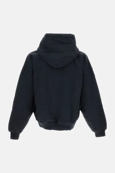 Rhude Loose-fit Hooded Sweatshirt With Ribbed Cuffs In Blue