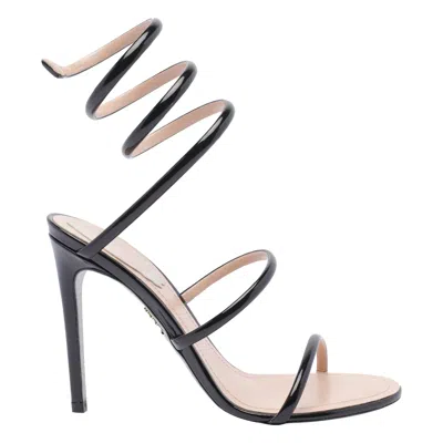 René Caovilla Womens Black Minimal Cleo 105 Spiral-strap Leather Heeled Sandals