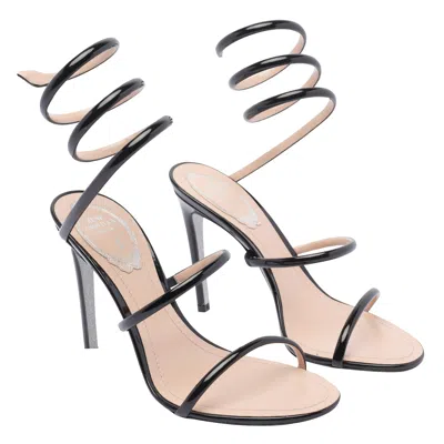 René Caovilla Womens Black Minimal Cleo 105 Spiral-strap Leather Heeled Sandals