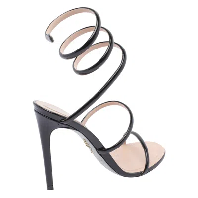 René Caovilla Womens Black Minimal Cleo 105 Spiral-strap Leather Heeled Sandals